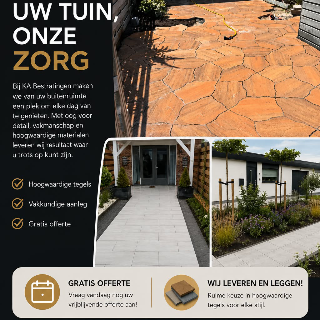 K.A Bestratingen: uw tuin, onze zorg — hoogwaardige tegels, vakkundige aanleg en een gratis offerte